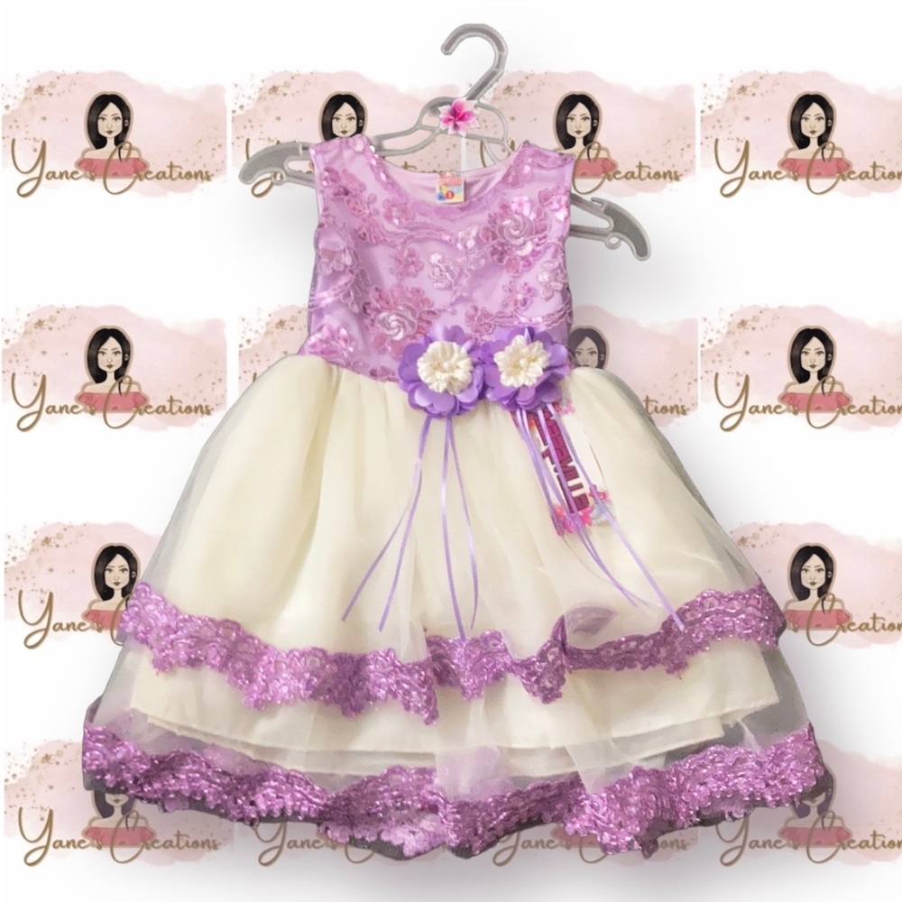 Lilac and off white dress